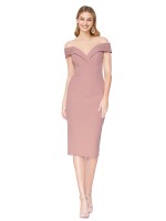 Knee Length Off the Shoulder Sweetheart Crepe Cocktail Dress Canada