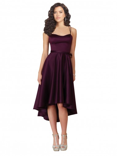 Elegant High Low Satin Cocktail Dress with Criss Cross Back Canada