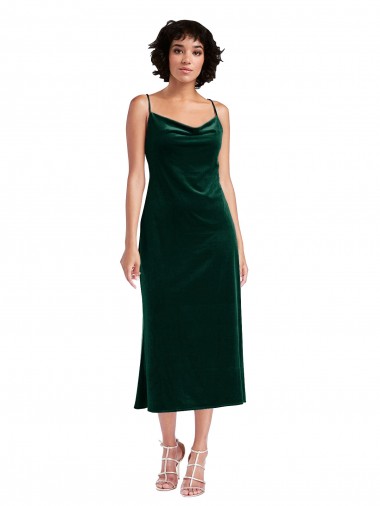 Midi Length Cowl Neck Velvet Short Slip Cocktail Dress Canada